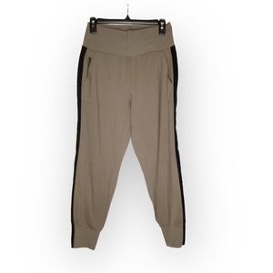 Women's Taupe Jogger Pants with Black Side Stripe